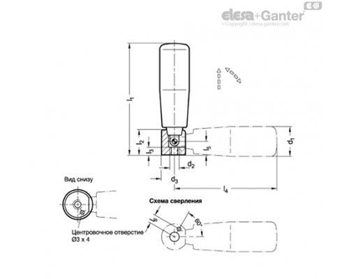 Выдвижная ручка GN 598.3-KU-21 ELESA+GANTER