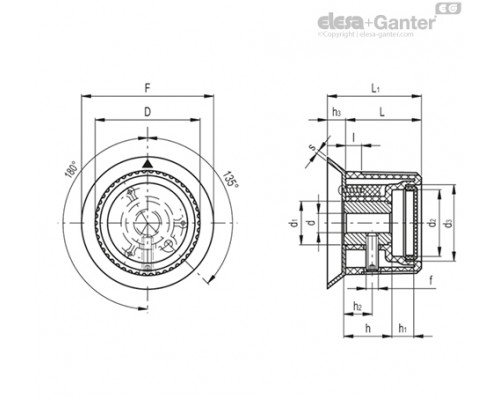 Ручка управления IZN.381/45 A-8+K-C3 (30723-C3) ELESA+GANTER