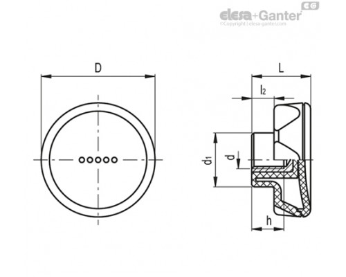 Ручка с углублениями с внутренней стороны ELK.45 B-M6-C1 (221221-C1) ELESA+GANTER