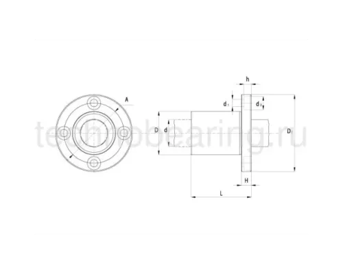 Линейный шариковый подшипник TECHNIX LMEF 50-UU (KBF 50 PP)