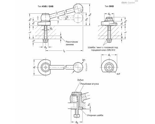 Зажимной болт GN 918.6-40-GVB-L-62 ELESA+GANTER
