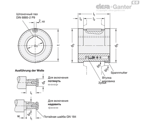Соединительная втулка GN 000.4-3-K18 ELESA+GANTER Соединительная втулка GN 000.4-3-K18 ELESA+GANTER