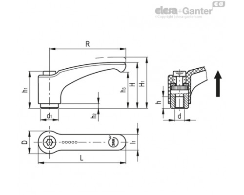 Регулируемая ручка ERZ.63 SST-M6-SAN-C1 (153432-C1) ELESA+GANTER
