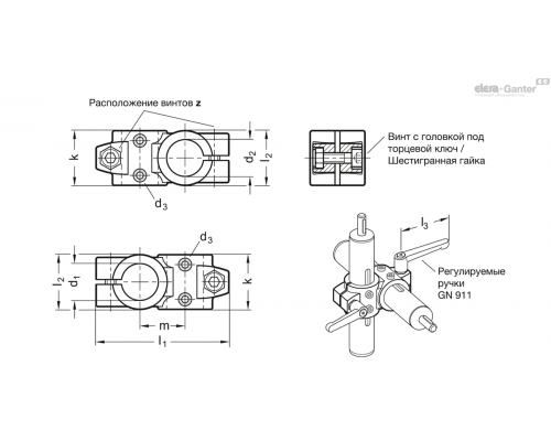 Зажим GN 132.2-B30-B30-56-2-S ELESA+GANTER