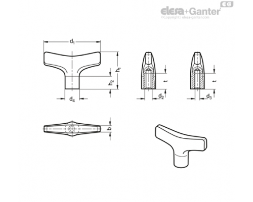 Т-образная ручка GN 5063-63-M8-PL ELESA+GANTER