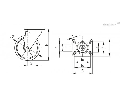 Колесико RE.F5-100-SXL-SST-N-ESD (451573-ESD) ELESA+GANTER
