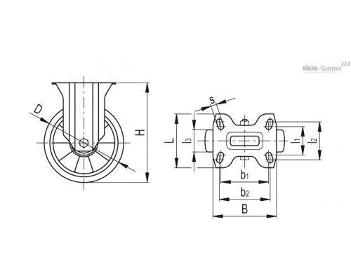 Колесико RE.F2-100-PSL-H (452461) ELESA+GANTER