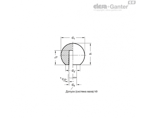 Шарообразная ручка DIN 319-KT-16-B5-M ELESA+GANTER