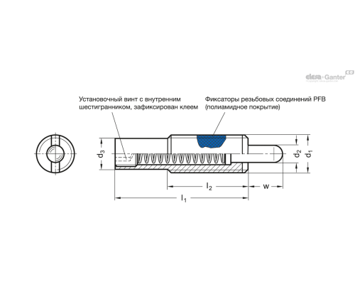 Фиксатор пружинный GN 611-M16-15-LSN ELESA+GANTER