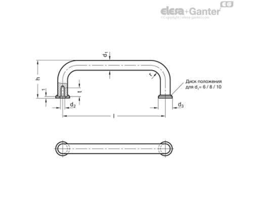 П-образная ручка GN 425-AL-8-64-SR ELESA+GANTER