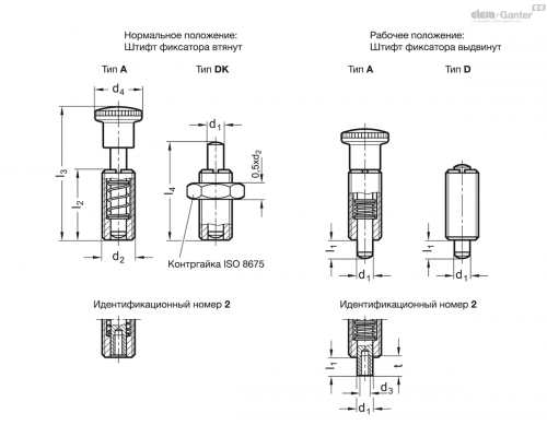 Пружинный болт GN 313-6-A-1-ST ELESA+GANTER