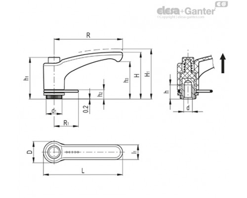 Регулируемая ручка ERX.44-SST-M6-C1-RC (236070-C1) ELESA+GANTER