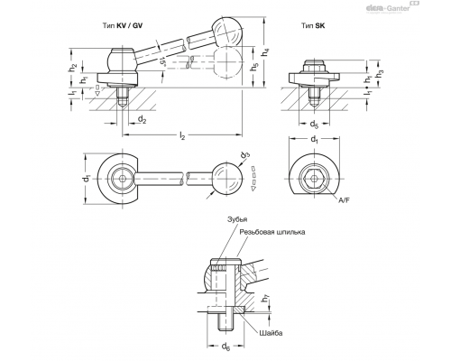 Зажимной болт GN 918.7-40-GV-L ELESA+GANTER