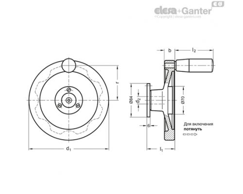 Предохранительный маховик GN 327-160-K14-D-* ELESA+GANTER