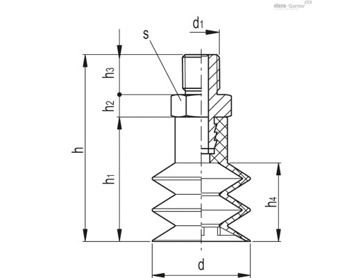 Вакуумная присоска VVL-30-38-G1/4-T-S (VV.56048) ELESA+GANTER