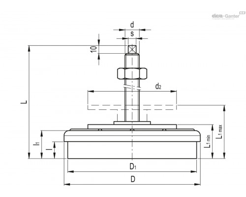 Регулируемая опора LW.A-120-M16x1.5x130 (415121) ELESA+GANTER