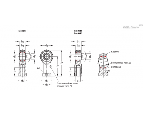 Головка шарового шарнира GN 648.5-10-M10-NH ELESA+GANTER
