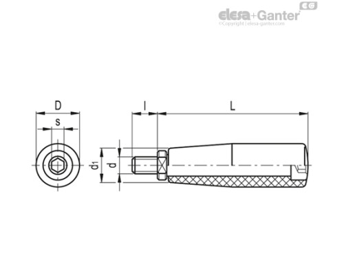 Цилиндрическая ручка I.281/65+x-M8+Gh (22521) ELESA+GANTER