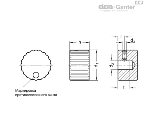 Ручка управления GN 436-28-B6-M-MT ELESA+GANTER Ручка управления GN 436-28-B6-M-MT ELESA+GANTER