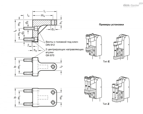 Держатель GN 867.1-52-M12-E-NC ELESA+GANTER