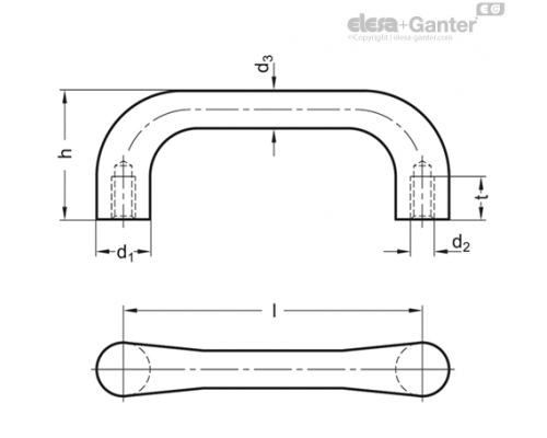 П-образная ручка GN 225-20-BL ELESA+GANTER