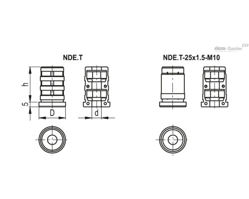 Торцевая заглушка NDE.T-28x1.5-M8 (430871) ELESA+GANTER