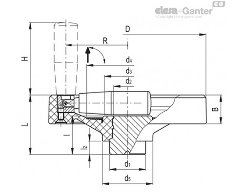 Маховичок цельнолитый VDN.150 FP+IR (73731) ELESA+GANTER