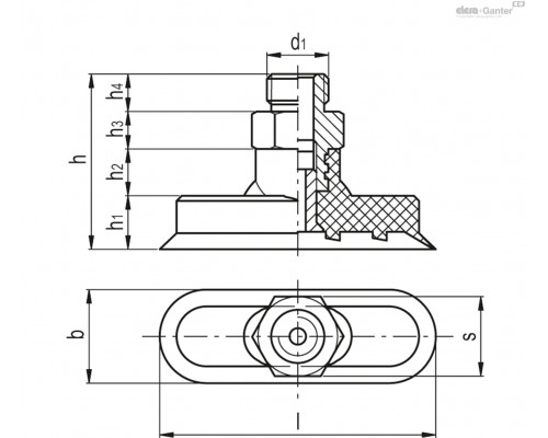 Вакуумная присоска VVF-35-100-G1/4-S (VV.50024) ELESA+GANTER