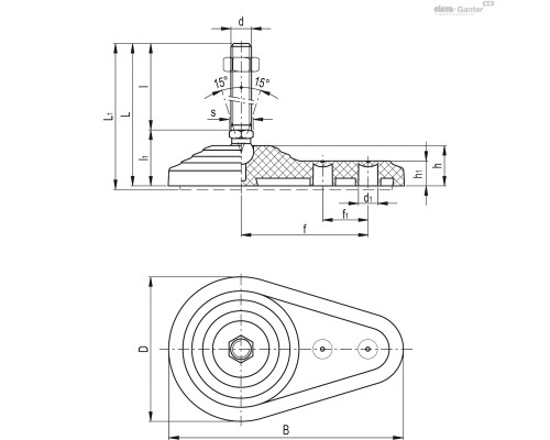 Регулируемая опора LV.FO-80-14-M8x43 (513121) ELESA+GANTER