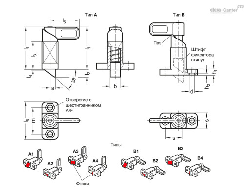Пружинная защёлка GN 724.2-13-20-A4-ZB ELESA+GANTER Пружинная защёлка GN 724.2-13-20-A4-ZB ELESA+GANTER