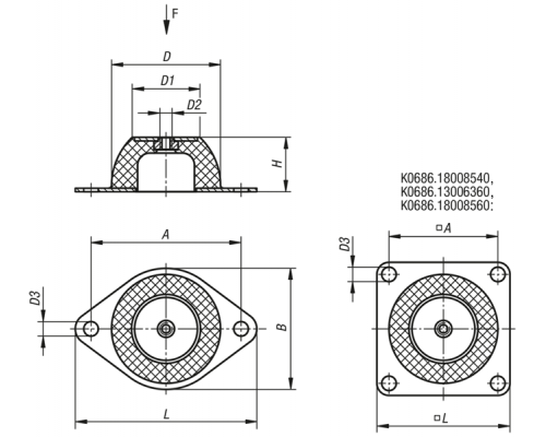 Виброопора K0686.08504040 Kipp