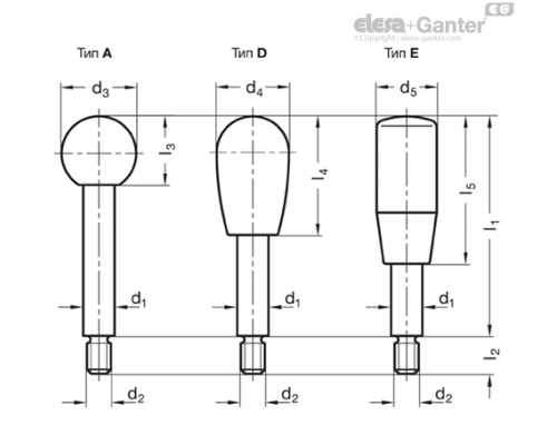 Ручка рычажного типа GN 310-8-100-E-NI ELESA+GANTER
