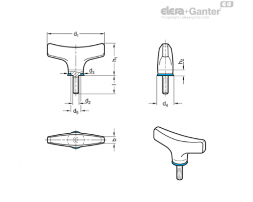 Лепестковый винт GN 8351-40-M4-8-MT-H ELESA+GANTER