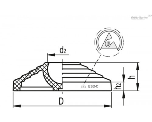 Основание для опор LV.A-70-14-ESD-C (301246-ESD) ELESA+GANTER