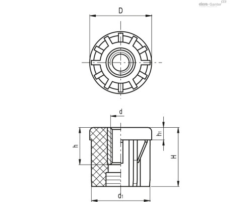 Торцевая заглушка NDX.T-30x1-M12 (320233) ELESA+GANTER