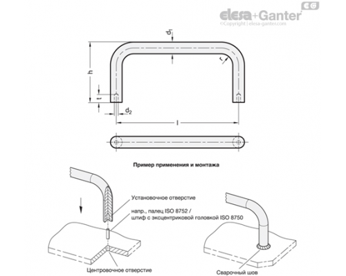 П-образная ручка GN 435.3-12-125-110-NI ELESA+GANTER