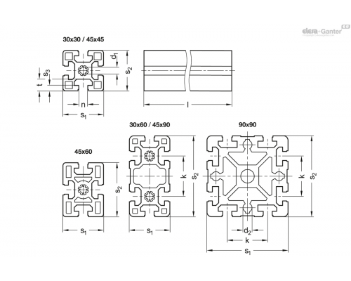 Профиль GN 10b-456010S-N-3-2 ELESA+GANTER