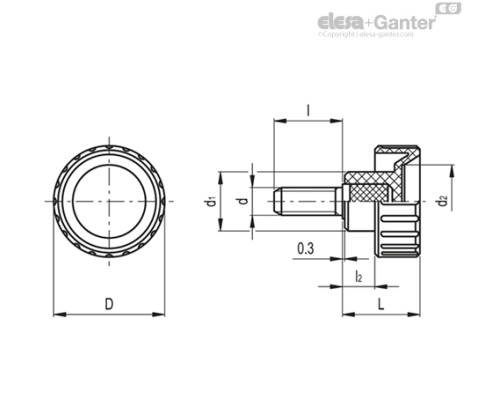 Ручка с рифлением BT.12-SST-p-M3x6 (106337) ELESA+GANTER Ручка с рифлением BT.12-SST-p-M3x6 (106337) ELESA+GANTER