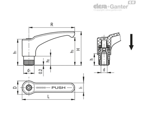 Регулируемая ручка с функцией защиты ERS.44 A-M6 (236904) ELESA+GANTER Регулируемая ручка с функцией защиты ERS.44 A-M6 (236904) ELESA+GANTER