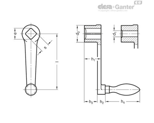 Кривошипная рукоятка DIN 469-125-V14-F ELESA+GANTER Кривошипная рукоятка DIN 469-125-V14-F ELESA+GANTER