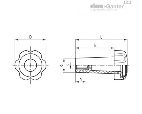 Лепестковая поворотная ручка VTL.50/80 B-M10-C2 (182222) ELESA+GANTER