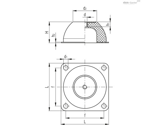Виброгаситель DVE-186-SST-M24-B-60 (434986) ELESA+GANTER