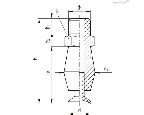 Вакуумная присоска VVH-06-M5-T-S (VV.52018) ELESA+GANTER