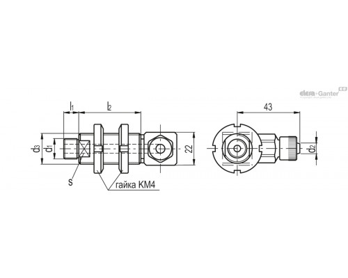 Крепление VPB-91-05-G1/4-M-L (VV.40004) ELESA+GANTER