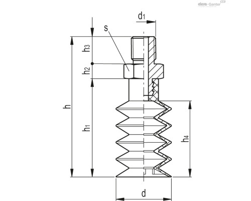 Вакуумная присоска VVL-30-55-G1/4-T-S (VV.56054) ELESA+GANTER