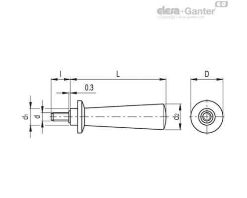 Коническая ручка I.167/103 p-M8x16 (20306) ELESA+GANTER