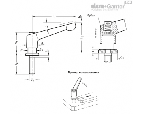 Регулируемая ручка рычажного типа GN 307-30-M5-16-SW ELESA+GANTER