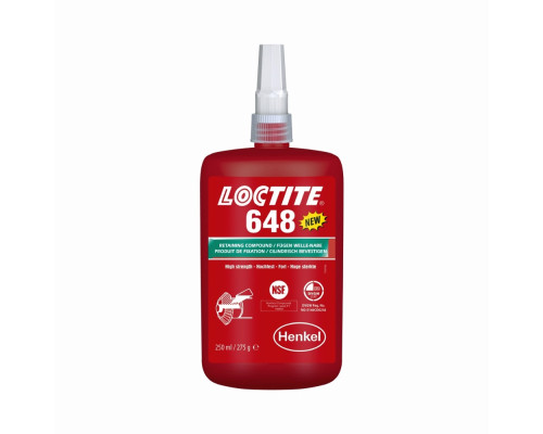 Вал-втулочный фиксатор высокотемпературный, быстроотверждаемый LOCTITE 648 250ML Вал-втулочный фиксатор высокотемпературный, быстроотверждаемый LOCTITE 648 250ML